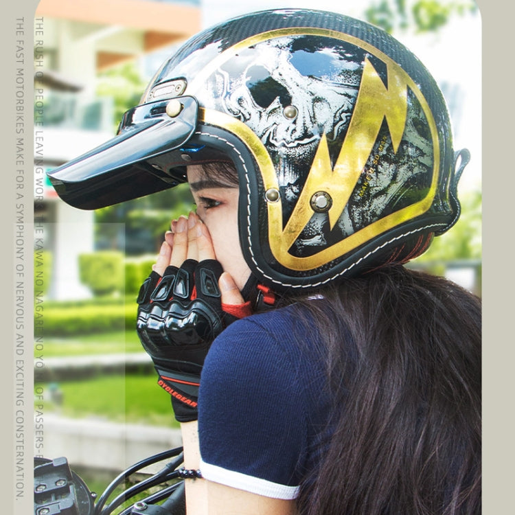 SOMAN Motorcycle Four Seasons Carbon Fiber Half Helmet, Color: Carbon Fiber Gold Lightning(XXL) - Helmets by SOMAN | Online Shopping South Africa | PMC Jewellery | Buy Now Pay Later Mobicred