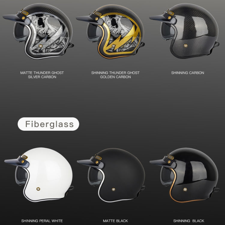 SOMAN Motorcycle Four Seasons Carbon Fiber Half Helmet, Color: Carbon Fiber Gold Lightning(XXL) - Helmets by SOMAN | Online Shopping South Africa | PMC Jewellery | Buy Now Pay Later Mobicred