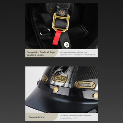 SOMAN Motorcycle Four Seasons Carbon Fiber Half Helmet, Color: Carbon Fiber Gold Lightning(XL) - Helmets by SOMAN | Online Shopping South Africa | PMC Jewellery | Buy Now Pay Later Mobicred