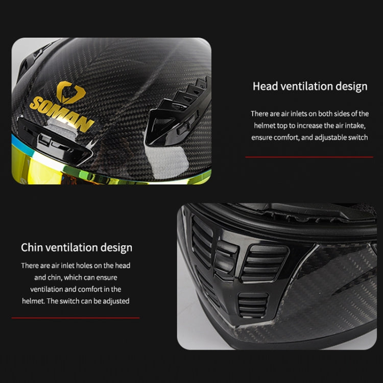 SOMAN Motorcycle Carbon Fiber Double Lens Thermal Safety Helmet, Size: L(Cheetah Print REVO) - Helmets by SOMAN | Online Shopping South Africa | PMC Jewellery | Buy Now Pay Later Mobicred