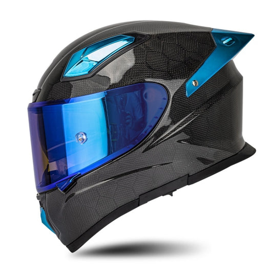 SOMAN Four Seasons Full Cover Motorcycle Helmet, Size: M(Snake Carbon Fiber Blue) - Helmets by SOMAN | Online Shopping South Africa | PMC Jewellery | Buy Now Pay Later Mobicred