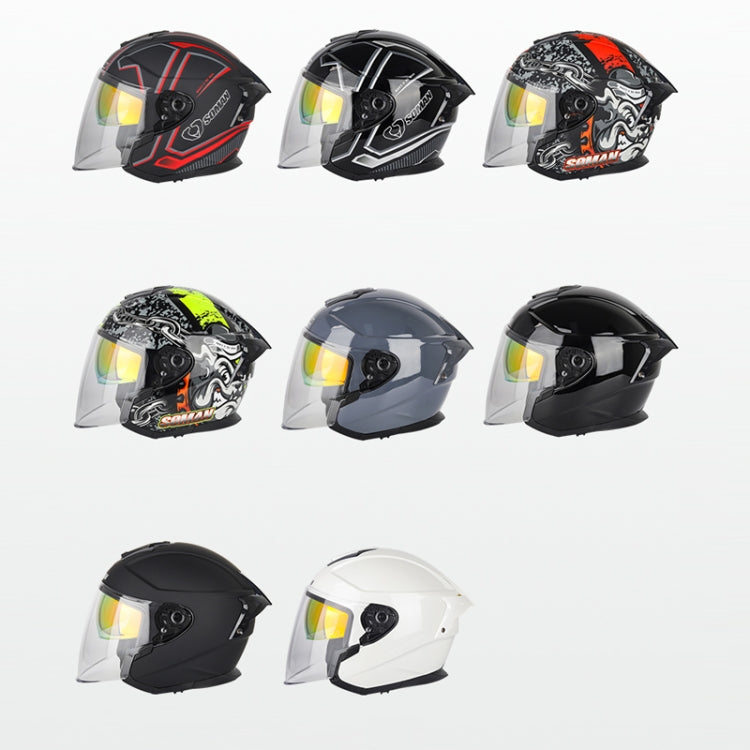 SOMAN Motorcycle Electric Bicycle Dual Lens Riding Helmet, Size: L(Pearl White) - free shipping - PMC TechLife - Order now!