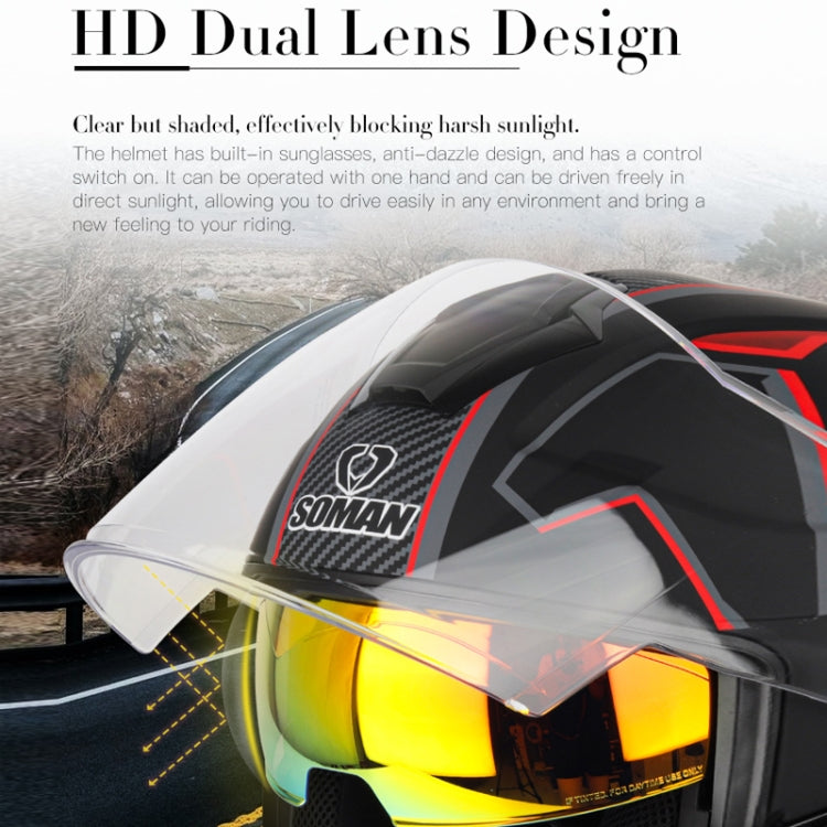 SOMAN Motorcycle Electric Bicycle Dual Lens Riding Helmet, Size: XL(Bright Back) - free shipping - PMC TechLife - Order now!