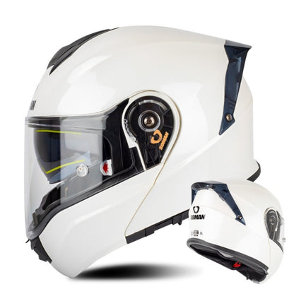 SOMAN Racing Motorcycle Double Lens Riding Safety Helmet, Size: XL(Pearl White) - Helmets by SOMAN | Online Shopping South Africa | PMC Jewellery | Buy Now Pay Later Mobicred