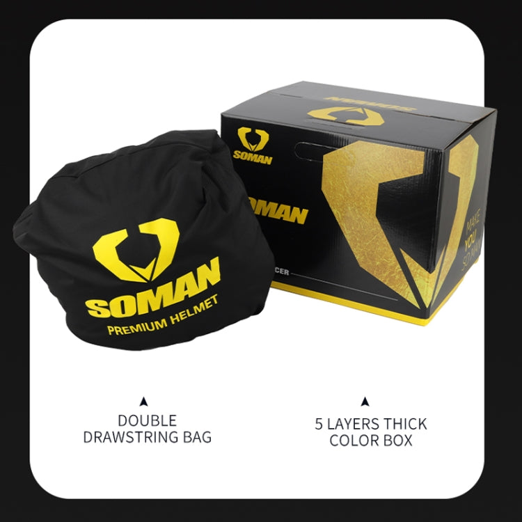 SOMAN Motorcycle Dual Lens Riding Peel-Off Full Coverage Helmet, Size: XXL(Black Yellow Track) - Helmets by SOMAN | Online Shopping South Africa | PMC Jewellery | Buy Now Pay Later Mobicred