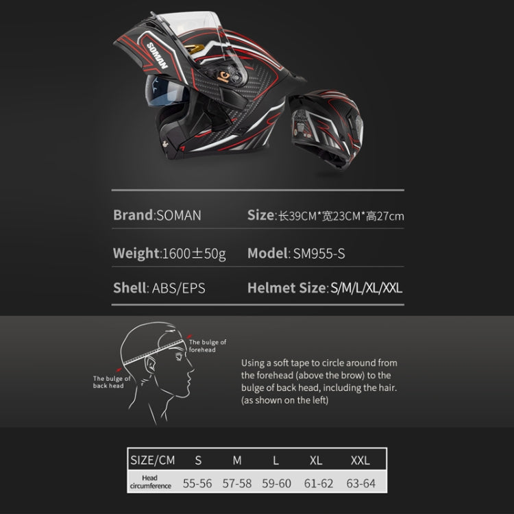 SOMAN Motorcycle Dual Lens Riding Peel-Off Full Coverage Helmet, Size: L(Pearl White) - free shipping - PMC TechLife - Order now!