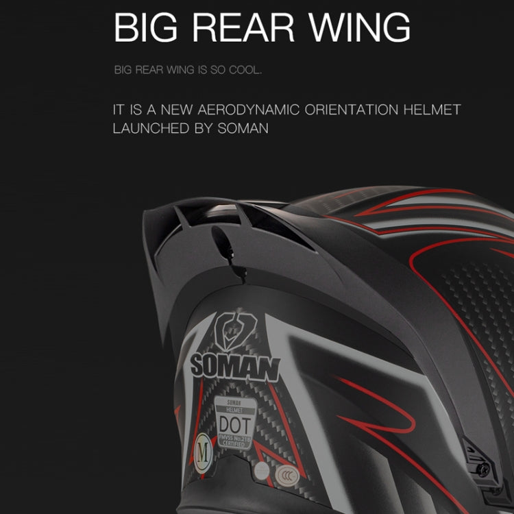 SOMAN Motorcycle Dual Lens Riding Peel-Off Full Coverage Helmet, Size: S(Bright Black White) - free shipping - PMC TechLife - Order now!