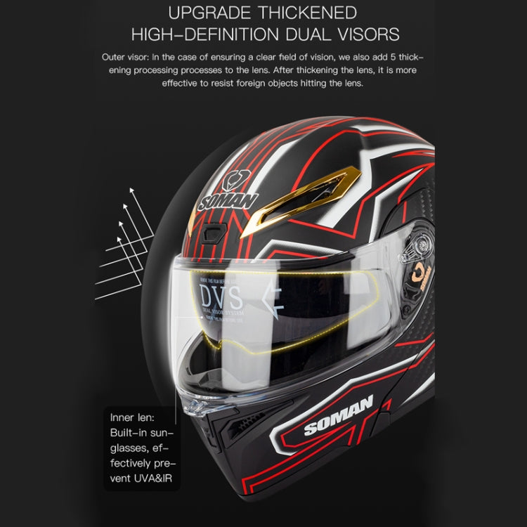 SOMAN Motorcycle Dual Lens Riding Peel-Off Full Coverage Helmet, Size: XL(Sapphire Vision) - free shipping - PMC TechLife - Order now!