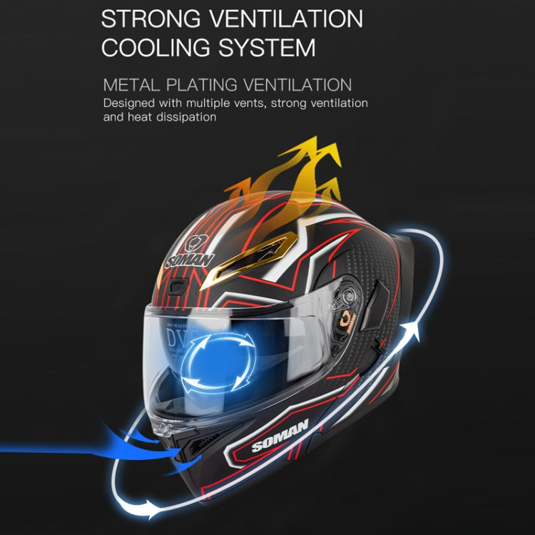 SOMAN Motorcycle Dual Lens Riding Peel-Off Full Coverage Helmet, Size: L(Sapphire Vision) - free shipping - PMC TechLife - Order now!