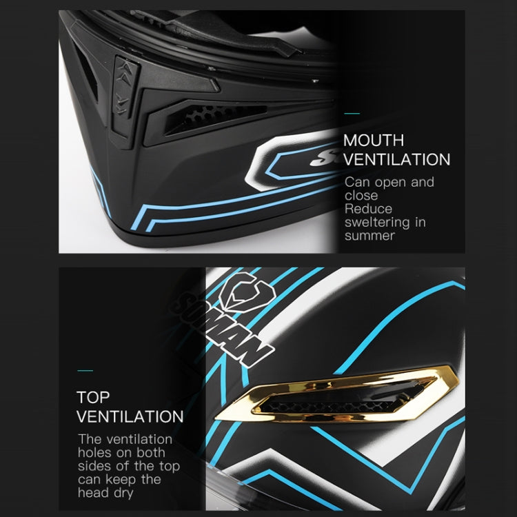 SOMAN Motorcycle Dual Lens Riding Peel-Off Full Coverage Helmet, Size: XL(Bright Black Green) - free shipping - PMC TechLife - Order now!