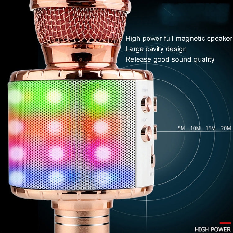 WS-858L LED Light Flashing Wireless Capacitance Microphone Comes With Audio Mobile Phone Bluetoon Live Microphone(Gold) - Microphone by PMC Jewellery | Online Shopping South Africa | PMC Jewellery | Buy Now Pay Later Mobicred