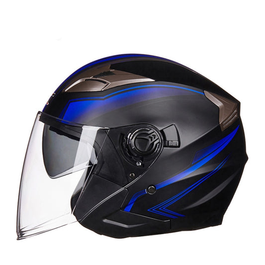 GXT 708 Electric Vehicle Dual Lens Helmet Four Seasons Safety Helmet, Size: L(Matt Black Blue) - Helmets by GXT | Online Shopping South Africa | PMC Jewellery | Buy Now Pay Later Mobicred