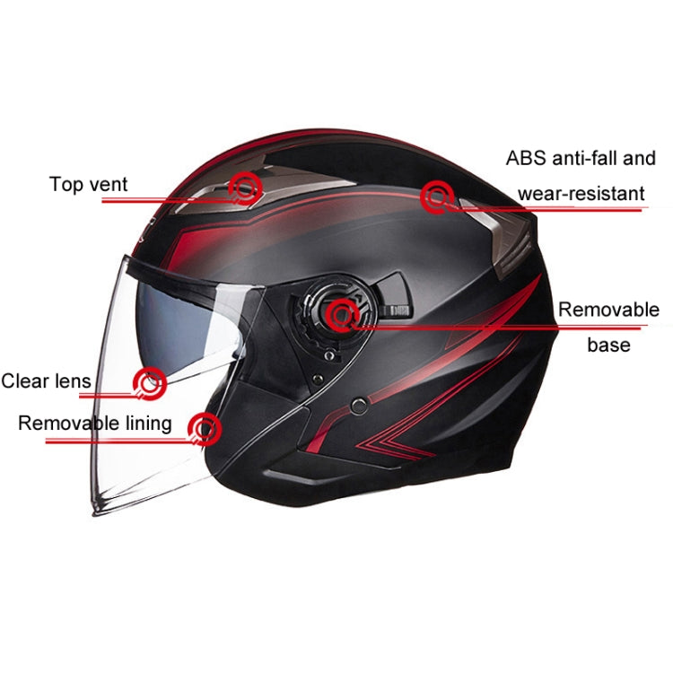 GXT 708 Electric Vehicle Dual Lens Helmet Four Seasons Safety Helmet, Size: L(Bright Black Gray) - Helmets by GXT | Online Shopping South Africa | PMC Jewellery | Buy Now Pay Later Mobicred