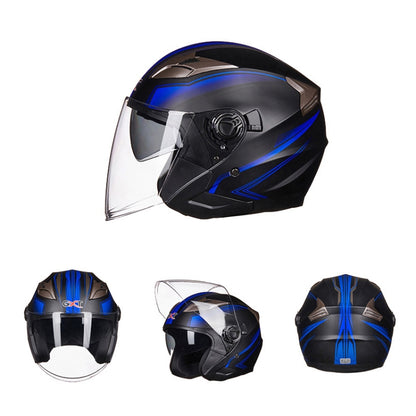 GXT 708 Electric Vehicle Dual Lens Helmet Four Seasons Safety Helmet, Size: L(Matt Black Blue) - Helmets by GXT | Online Shopping South Africa | PMC Jewellery | Buy Now Pay Later Mobicred