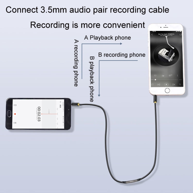 1m JINGHUA 3.5mm Cable Audio Conversion Microphone Two-way Transcriber - Audio Adapter by JINGHUA | Online Shopping South Africa | PMC TechLife | Buy Now Pay Later Mobicred