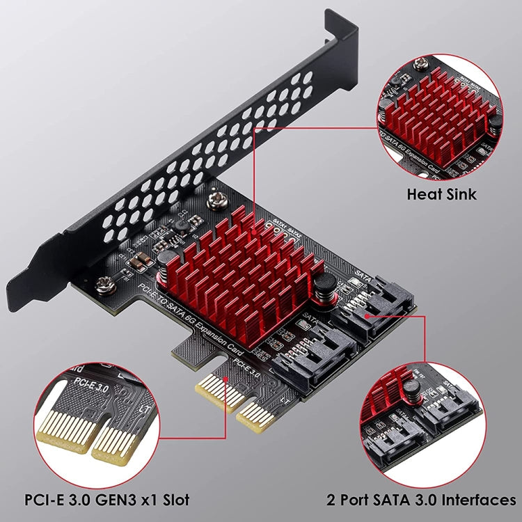 PCI-E 1X GEN3 To SATA3.0 Expansion Card 2 Ports 6Gbps Transfer Expansion IPFS Hard Disk - Add-on Cards by PMC Jewellery | Online Shopping South Africa | PMC Jewellery | Buy Now Pay Later Mobicred