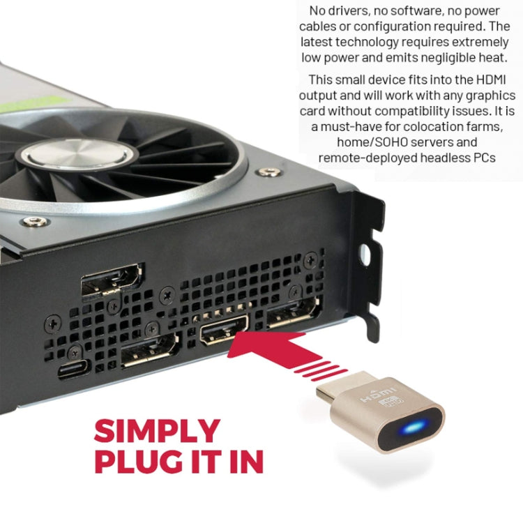 2pcs Graphics Card Spoofer HDMI Dummy Load Simulates HD Displays(Gold) - Converter by PMC TechLife | Online Shopping South Africa | PMC TechLife | Buy Now Pay Later Mobicred