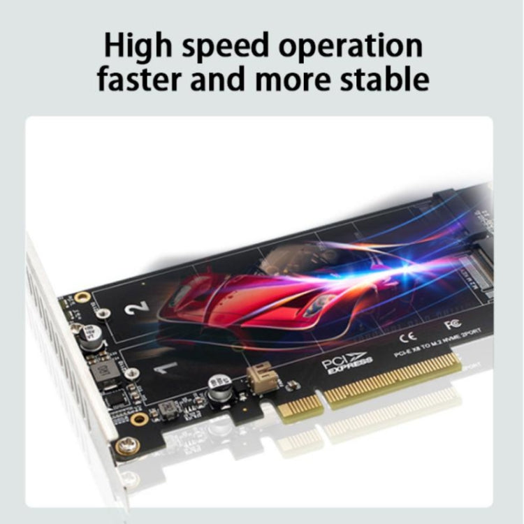 PCI-E X8 Double Disk Transfer Card NVME M.2 MKEY SSD RAID Array Expansion Adapter(PH45) - Card Adapter by PMC TechLife | Online Shopping South Africa | PMC TechLife