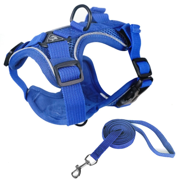 Pet Vest Harness + Traction Rope Set Reflective Breathable Dog Cat Harness, Size: S(Blue) - Leashes by PMC Jewellery | Online Shopping South Africa | PMC Jewellery