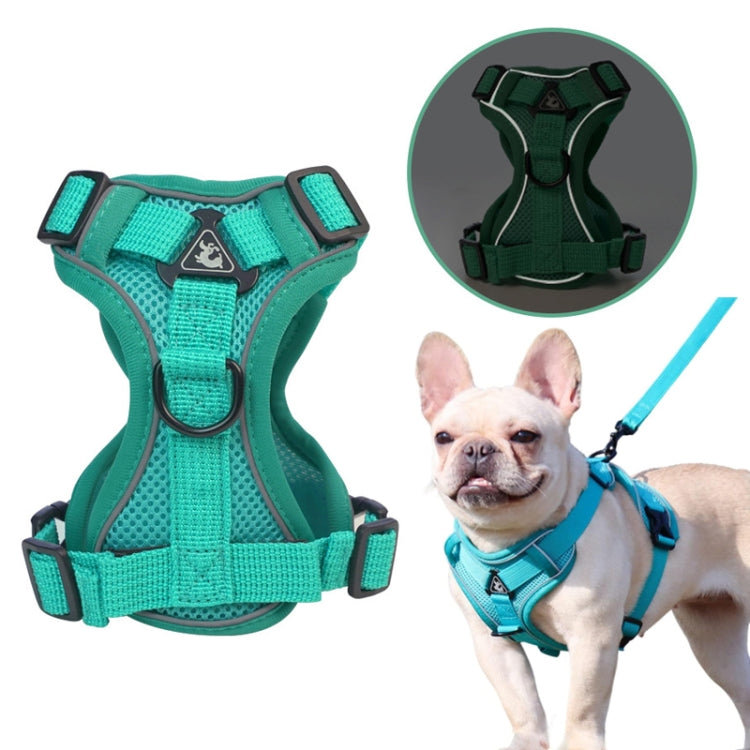 Pet Vest Harness + Traction Rope Set Reflective Breathable Dog Cat Harness, Size: M(Blue) - Leashes by PMC Jewellery | Online Shopping South Africa | PMC Jewellery