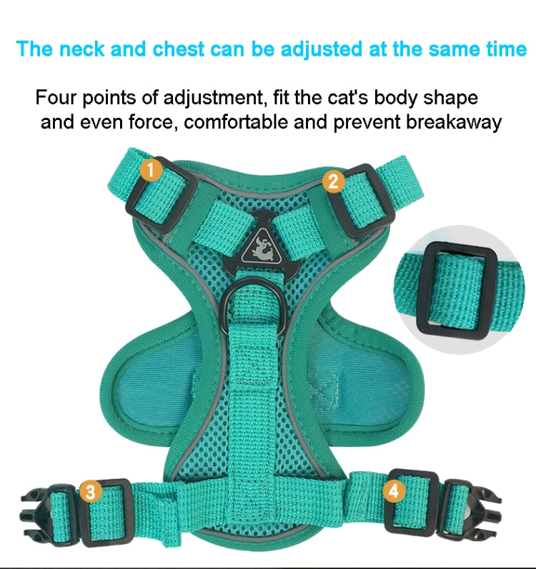 Pet Vest Harness + Traction Rope Set Reflective Breathable Dog Cat Harness, Size: S(Pink) - Leashes by PMC TechLife | Online Shopping South Africa | PMC TechLife