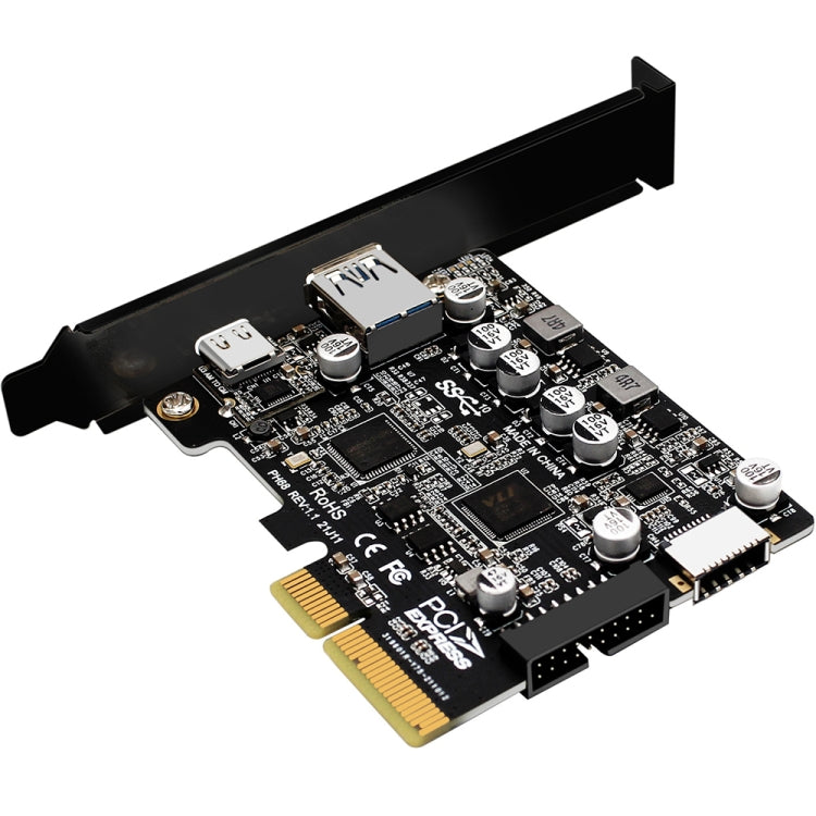 PCIE 3.0 To USB 3.2 Extension Card Type-C Port Front Type-E Expansion Riser Card(PH68) - Card Adapter by PMC Jewellery | Online Shopping South Africa | PMC Jewellery | Buy Now Pay Later Mobicred