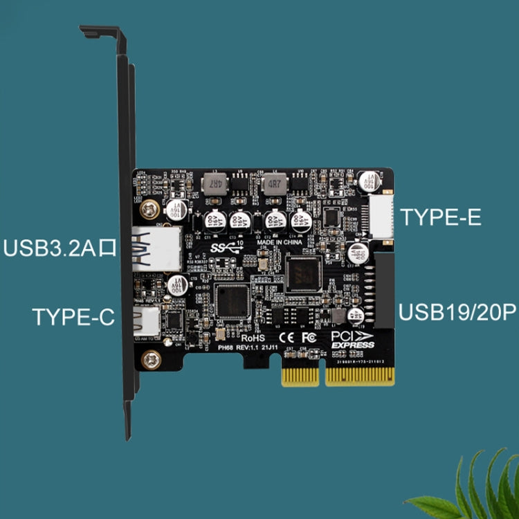 PCIE 3.0 To USB 3.2 Extension Card Type-C Port Front Type-E Expansion Riser Card(PH68) - Card Adapter by PMC Jewellery | Online Shopping South Africa | PMC Jewellery | Buy Now Pay Later Mobicred