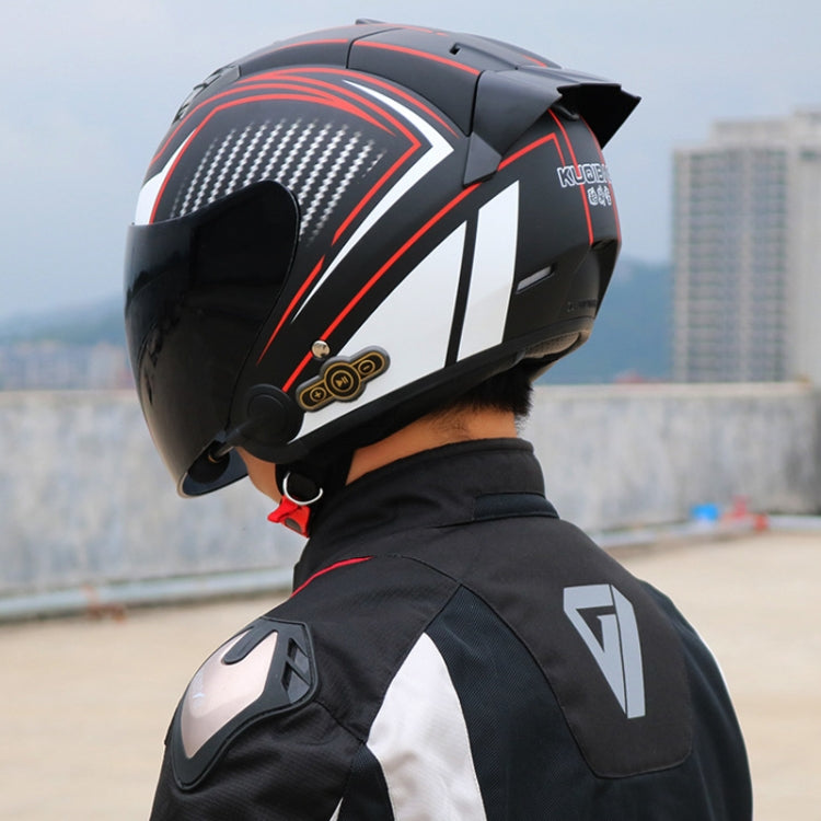 KUQIBAO Motorcycle Smart Bluetooth Sun Protection Double Lens Safety Helmet, Size: L(Matte Black+Gray Tail) - Helmets by KUQIBAO | Online Shopping South Africa | PMC Jewellery | Buy Now Pay Later Mobicred