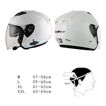 KUQIBAO Motorcycle Smart Bluetooth Sun Protection Double Lens Safety Helmet, Size: XL(White+Gray Tail) - Helmets by KUQIBAO | Online Shopping South Africa | PMC Jewellery | Buy Now Pay Later Mobicred