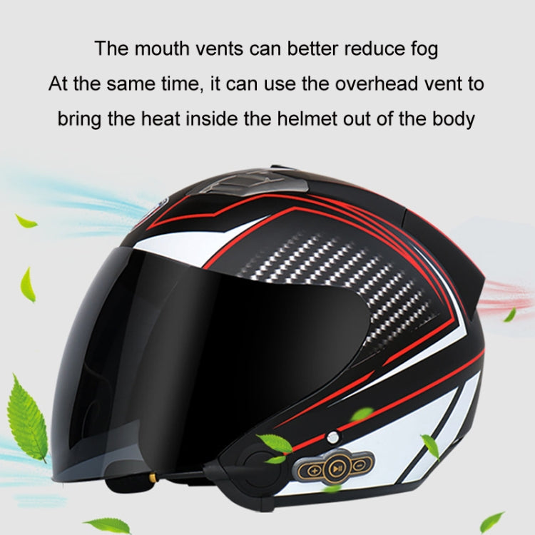 KUQIBAO Motorcycle Smart Bluetooth Sun Protection Double Lens Safety Helmet, Size: L(White+Black Tail) - free shipping - PMC TechLife - Order now!
