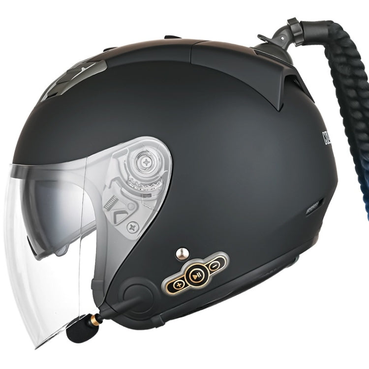 KUQIBAO Motorcycle Bluetooth Headset Double Lens Helmet With Braid, Size: L(Scrub Black) - free shipping - PMC TechLife - Order now!