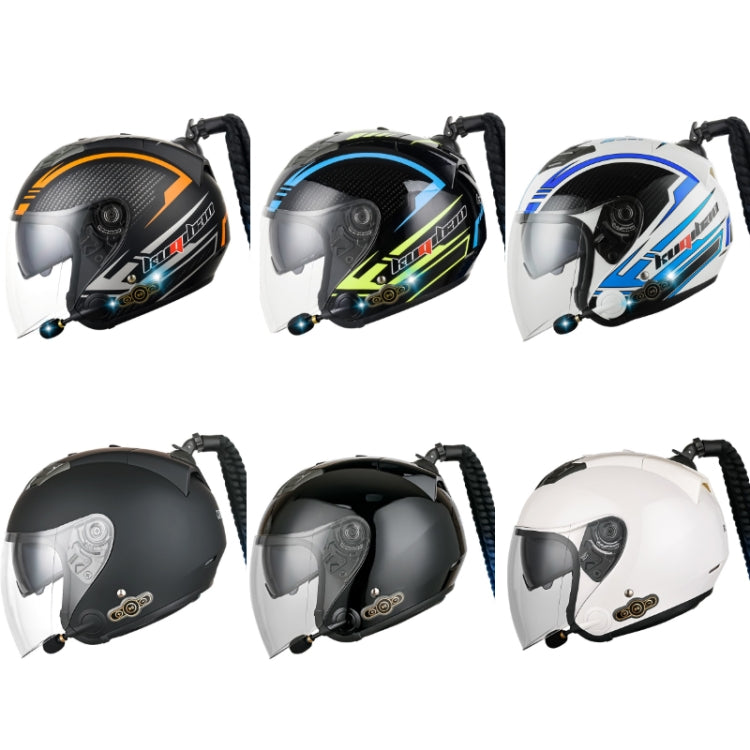 KUQIBAO Motorcycle Bluetooth Headset Double Lens Helmet With Braid, Size: XL(Fruits Black Phantom Fiber) - Helmets by KUQIBAO | Online Shopping South Africa | PMC Jewellery | Buy Now Pay Later Mobicred