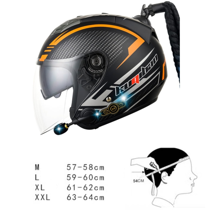 KUQIBAO Motorcycle Bluetooth Headset Double Lens Helmet With Braid, Size: XXL(Bright Black Phantom Fiber) - free shipping - PMC TechLife - Order now!