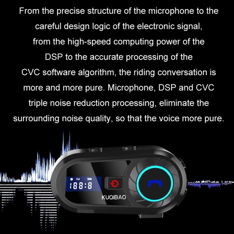 KUQIBAO Motorcycle Helmet Waterproof Bluetooth Headset With Screen(Hard Microphone) - Motorcycle Walkie Talkie by KUQIBAO | Online Shopping South Africa | PMC Jewellery | Buy Now Pay Later Mobicred