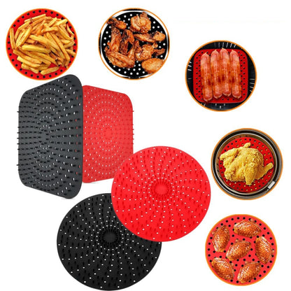 Air Fryer Reusable Silicone Liner Mat Non-Stick Steamer Pad Kitchen Accessories Square Black 23cm - Baking mat & Bakewares by PMC Jewellery | Online Shopping South Africa | PMC Jewellery