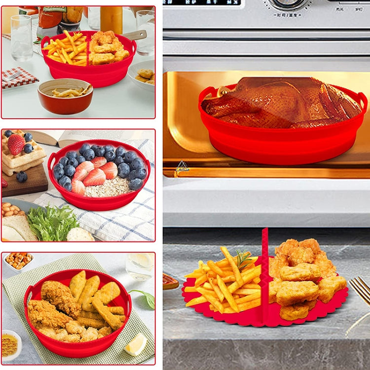 Round 2 Layer Air Fryer Silicone Basket Reusable Foldabl Air Fryer Mold Liner Tray(Gray) - Baking mat & Bakewares by PMC Jewellery | Online Shopping South Africa | PMC Jewellery