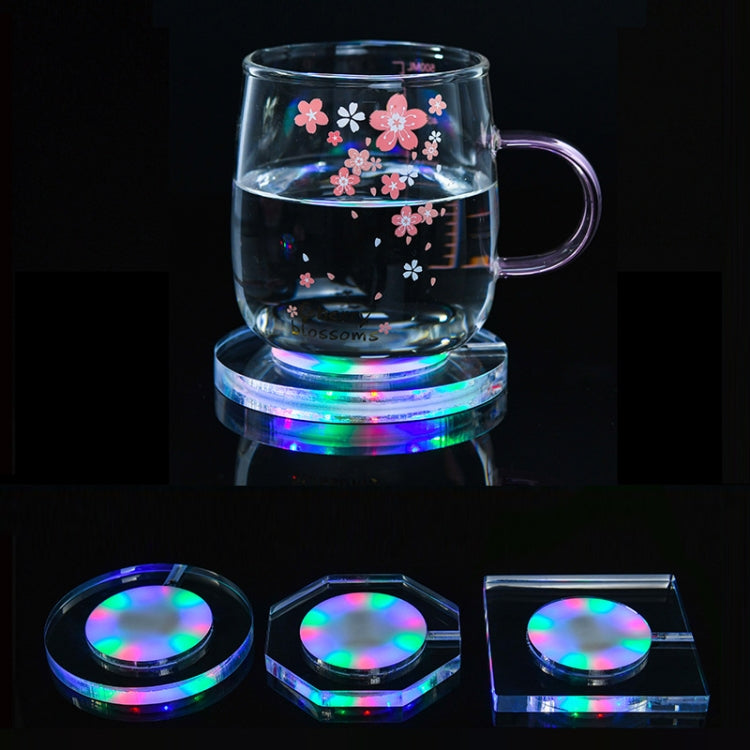 100x10mm Round USB Charging LED Light Up Acrylic Coaster Transparent Crystal Base(White Light) - Car Drink Holders by PMC Jewellery | Online Shopping South Africa | PMC Jewellery | Buy Now Pay Later Mobicred