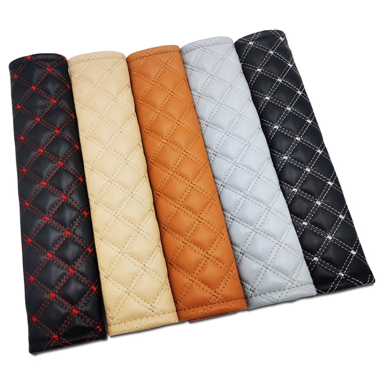 Rhombus Leather Seat Belt Shoulder Protector Pads, Color: Black Leather White Line - Seat Belts & Padding by PMC Jewellery | Online Shopping South Africa | PMC Jewellery | Buy Now Pay Later Mobicred