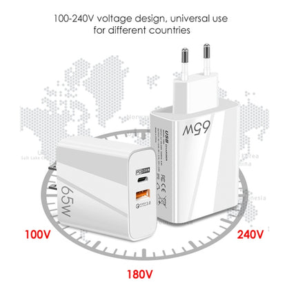 A502 65W USB-C/Type-C+USB Dual Port GaN Charger QC3.0 Laptop Universal Charger UK Plug White - USB Charger by PMC Jewellery | Online Shopping South Africa | PMC Jewellery | Buy Now Pay Later Mobicred