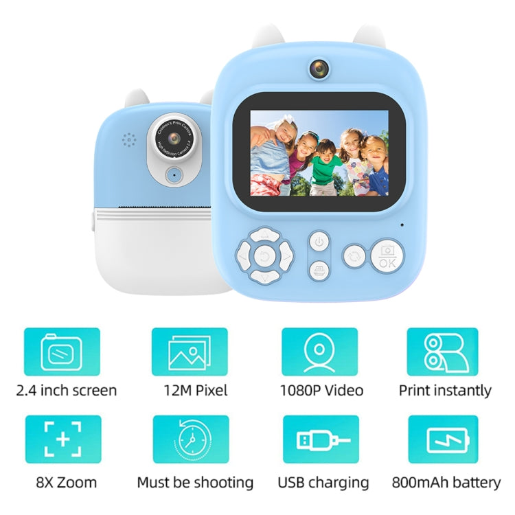 1200W Pixel  2.4 Inch Display Children Print Instant Camera 32G+Card Reader Purple - Children Cameras by PMC Jewellery | Online Shopping South Africa | PMC Jewellery | Buy Now Pay Later Mobicred