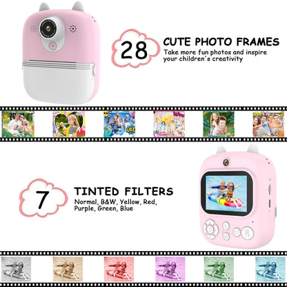 1200W Pixel  2.4 Inch Display Children Print Instant Camera 32G+Card Reader Purple - Children Cameras by PMC Jewellery | Online Shopping South Africa | PMC Jewellery | Buy Now Pay Later Mobicred