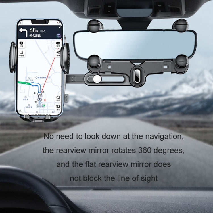 Car Rearview Mirror Navigation Retractable Multifunctional Mobile Phone Holder(Black) - Car Holders by PMC Jewellery | Online Shopping South Africa | PMC Jewellery | Buy Now Pay Later Mobicred