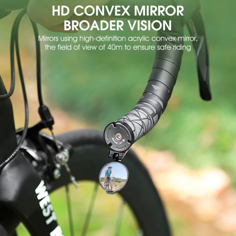 WEST BIKING Bicycle Handlebar Convex Rear View Mirror(Black) - View Mirrors by WEST BIKING | Online Shopping South Africa | PMC TechLife | Buy Now Pay Later Mobicred