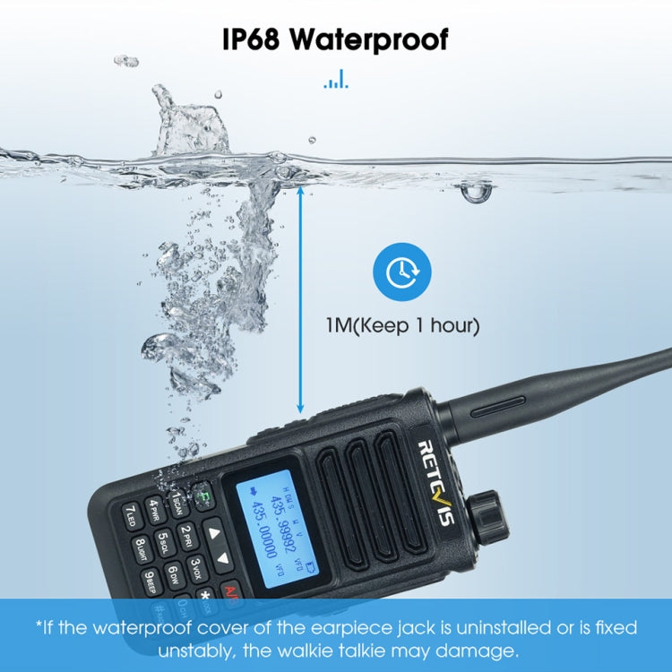 RETEVIS RA89 UV Dual-segment IP68 Waterproof Dual-guard Dual-standby Walkie Talkie(US Frequency 144-148/420-450MHz) - Handheld Walkie Talkie by RETEVIS | Online Shopping South Africa | PMC Jewellery | Buy Now Pay Later Mobicred