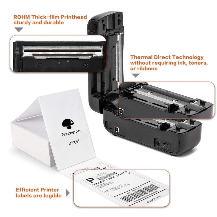 Phomemo PM246S Address Label Printer Thermal Paper Express E-Manifest Printer, Size: EU(Black Gray) - free shipping - PMC TechLife - Order now!