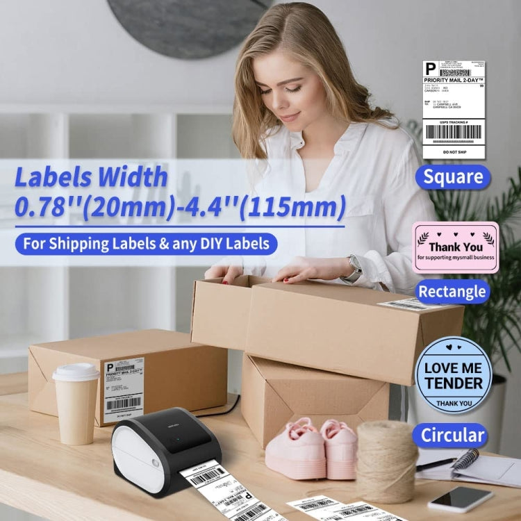 Phomemo D520-BT Bluetooth Thermal Shipping Label Printer Wireless Desktop Printer For Barcode Address Labels, Size: US(Pink White) - free shipping - PMC TechLife - Order now!