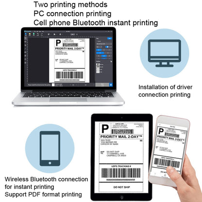 Phomemo PM241-BT Bluetooth Address Label Printer Thermal Shipping Package Label Maker, Size: US(Black White) - Printer by Phomemo | Online Shopping South Africa | PMC Jewellery | Buy Now Pay Later Mobicred