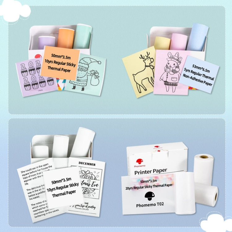 For Phomemo T02 3rolls Bluetooth Printer Thermal Paper Label Paper 50mmx3.5m 20 Years Black on Transparent Sticker - free shipping - PMC TechLife - Order now!