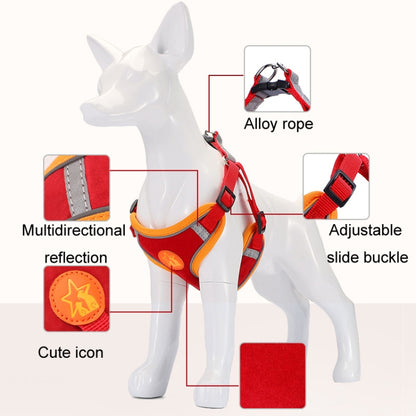 Pet Dog Harness Reflective Anti-break-off Vest-style Leash, Color: Mesh Orange(M) - Leashes by PMC Jewellery | Online Shopping South Africa | PMC Jewellery