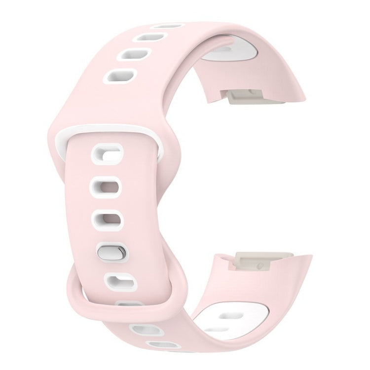 For Fitbit Charge 5 Smart Watch Sports Waterproof Two-Color Silicone Band(Pink White) - Watch Bands by PMC Jewellery | Online Shopping South Africa | PMC Jewellery | Buy Now Pay Later Mobicred